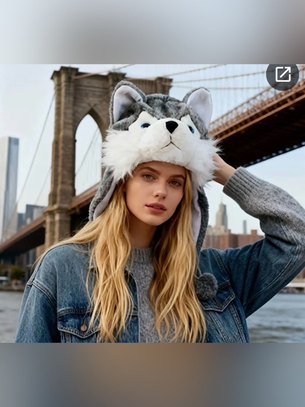 Children/ Adult Cartoon Cap Props Husky Head Cover Plush Animal Hat Bonnets
